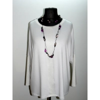 Bluzka Linda popielata z błyszczącymi rękawami i panelem